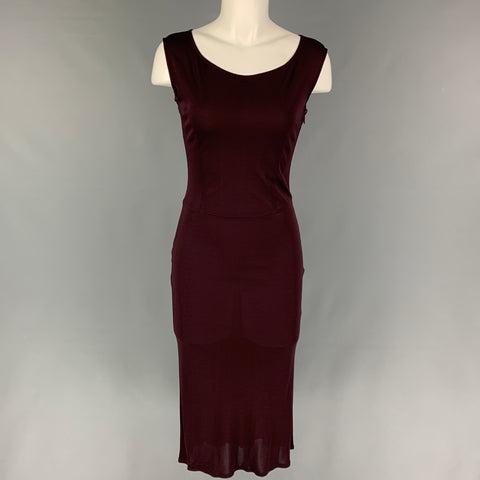 BALMAIN Size 4 Burgundy Viscose Slip Dress