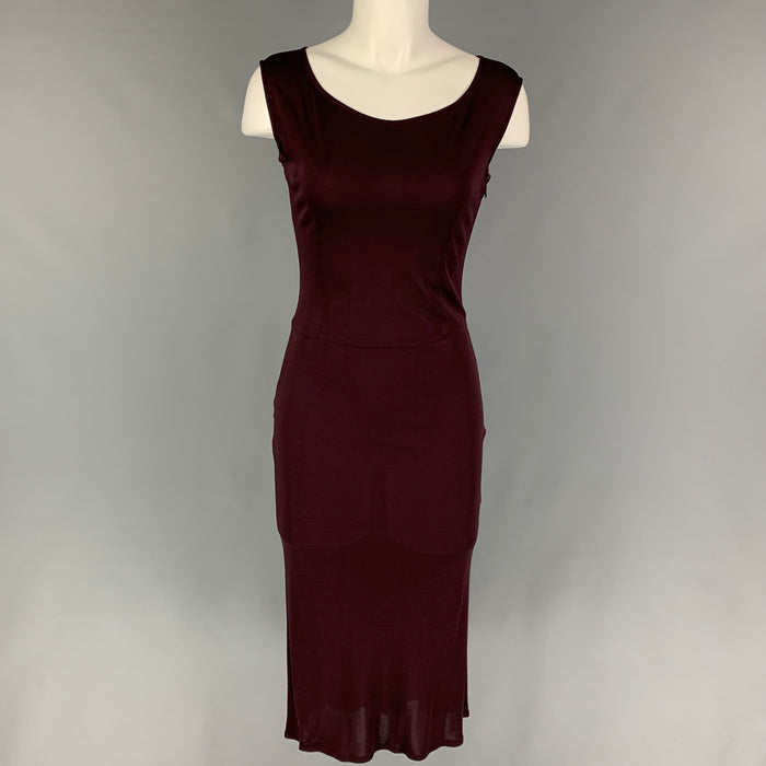 BALMAIN Size 4 Burgundy Viscose Slip Dress
