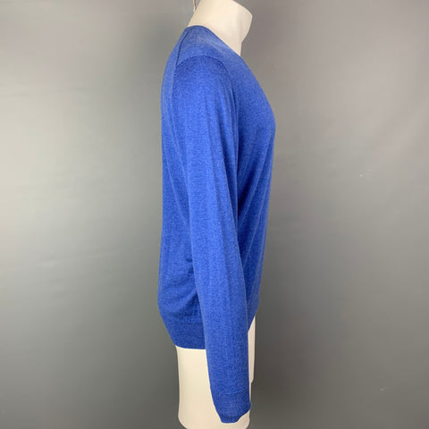 NEIMAN MARCUS Talla M Jersey de punto de cachemir / seda con cuello en V azul