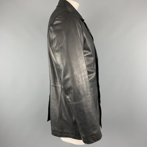 TED BAKER L Chaquetón cruzado de cuero negro