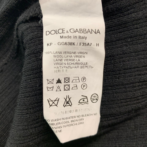 DOLCE & GABBANA Size S Black Ribbed Wool Turtleneck Pullover