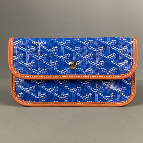 GOYARD Blue Tan Logo Coated Canvas Wallet