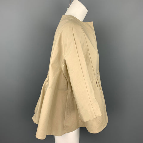 MARNI Size 4 Beige Cotton Ruched Waist Jacket