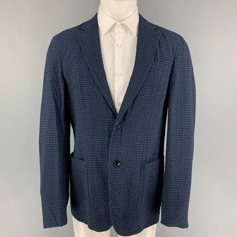 ERMENEGILDO ZEGNA Size 40 Blue Black Gingham Wool Blend Sport Coat