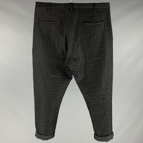 SONG FOR THE MUTE Size 34 Black Textured Nylon Cotton Wide Leg Casual Pants