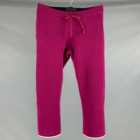 TS (S) Taille M Pantalon décontracté en laine mélangée côtelée violette avec cordon de serrage