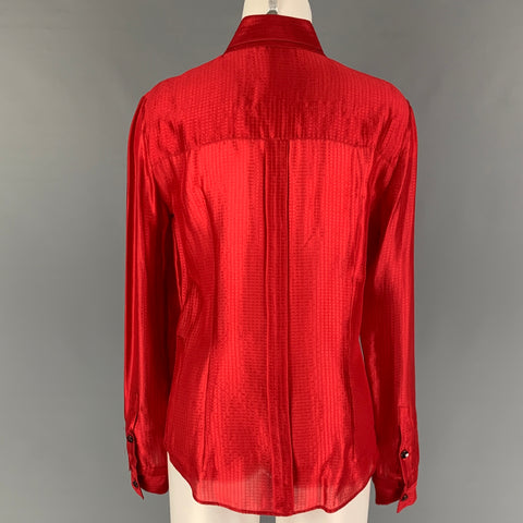 VIKTOR &amp; ROLF Taille M Chemise boutonnée texturée en soie rouge