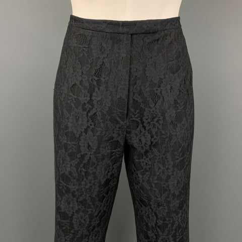 vintage RICHARD TYLER Taille 10 Pantalon de robe de soirée en laine et dentelle noire mélangée