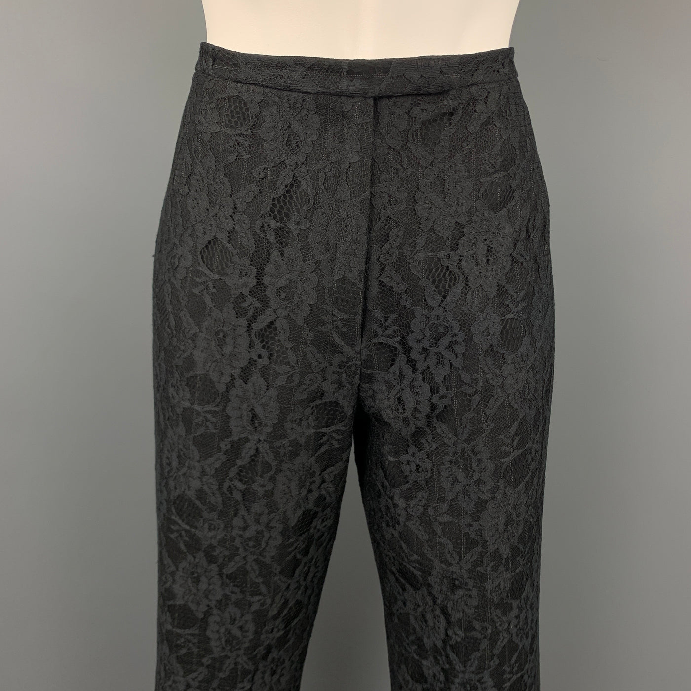 Vintage RICHARD TYLER Size 10 Black Lace Wool Blend Evening Dress Pants