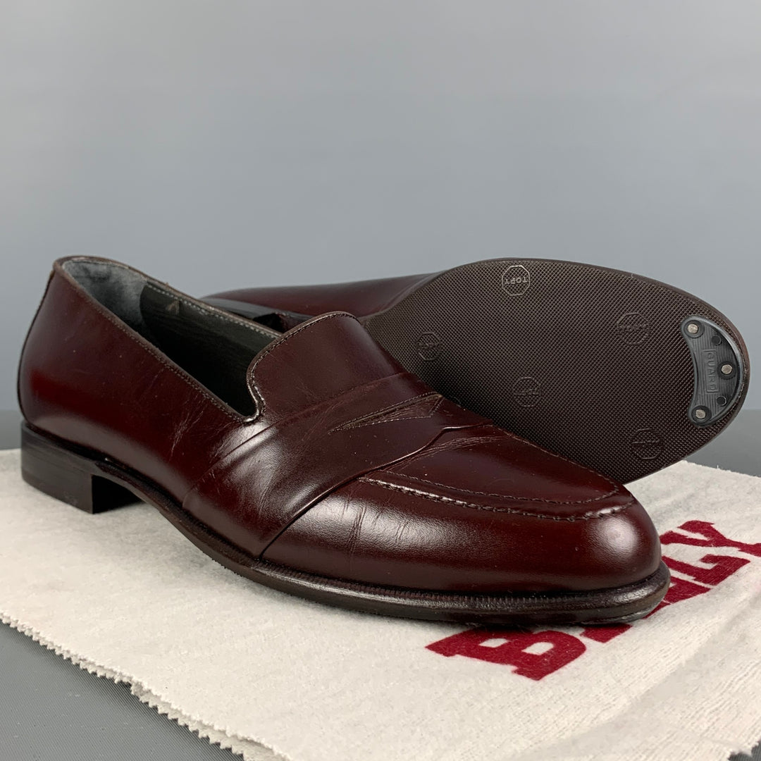 BALLY Aston Size 8.5 Burgundy Leather Round Toe Loafers