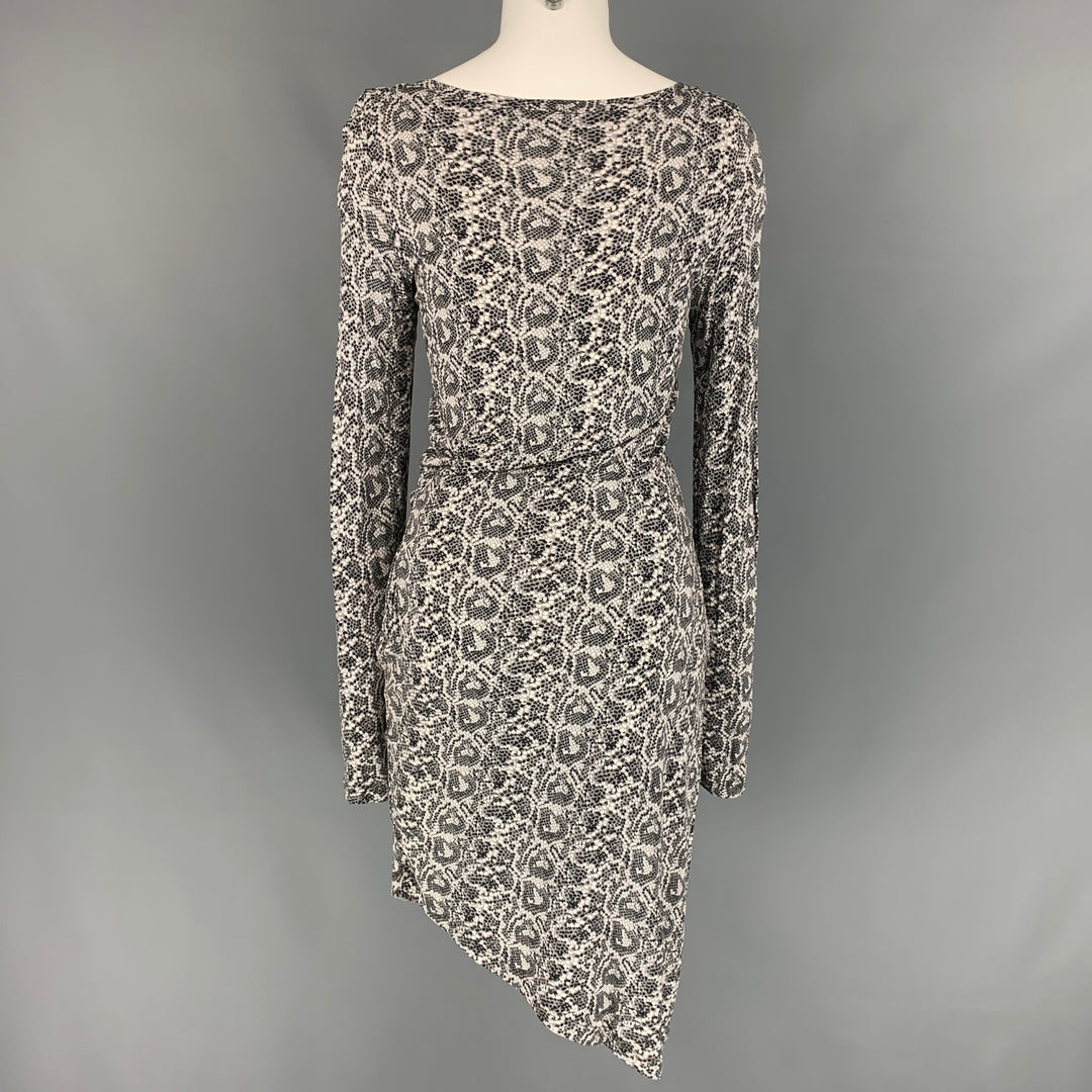 THAKOON Size M Grey & White Snake Skin Print Jersey Dress