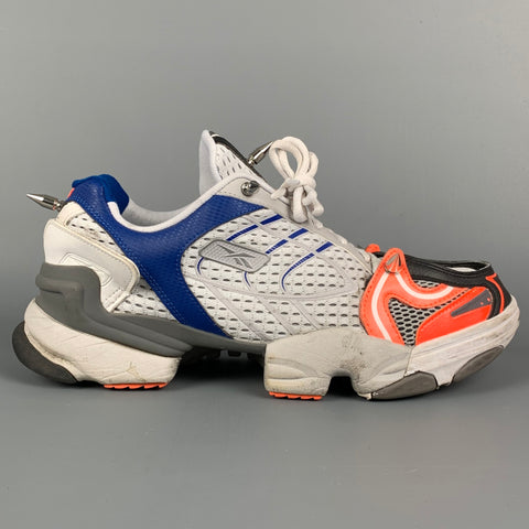 VETEMENTS x REEBOK Spike 400 Runner Size 10 White & Blue Mesh Lace Up Sneakers