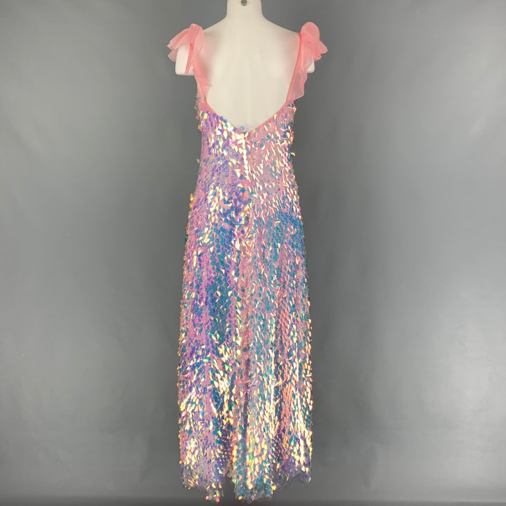 NEUBYRNE Size M Pink Silk Paillette Sequin Mirabella Gown Dress