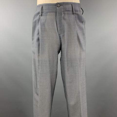 EMPORIO ARMANI Grey Houndstooth Size 36 Wool Double Breasted Suit