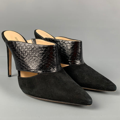 ALEXANDRE BIRMAN Size 8.5 Black Suede Embossed Patent Leather Cutout Boots