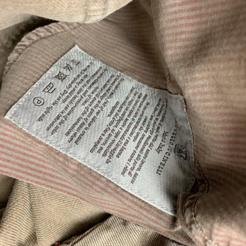 BRUNELLO CUCINELLI Size 32 Khaki Cotton Slim Button Fly Jeans