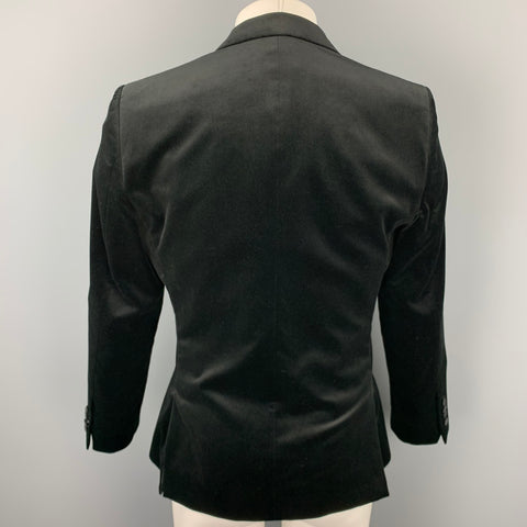 DOLCE & GABBANA Size 40 Black Cotton Velvet Notch Lapel Sport Coat