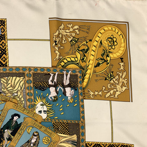 HERMES LE TAROT Beige Silk Scarf