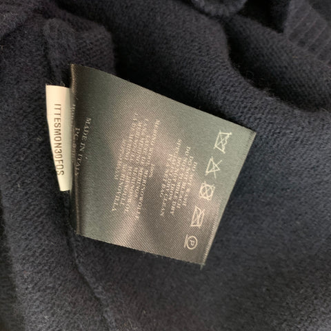 BURBERRY PRORSUM Fall Winter 2010 Size XS Navy Knitted Wool Crew-Neck Gold Tone Button Epaulettes Sweater