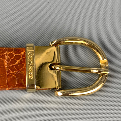 Vintage GIANNI VERSACE Size 40 Brown Tan Crocodile Leather Crocodile Belt