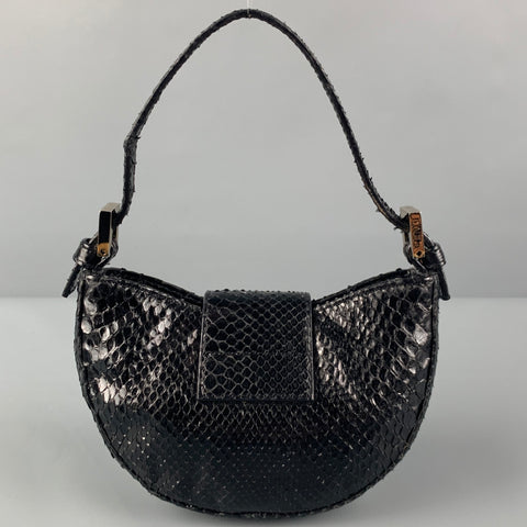 FENDI Mini bolso Zucca de noche con piel de serpiente negra