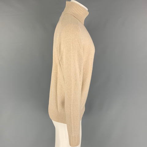BRUNELLO CUCINELLI Size M Beige Knitted Cashmere Turtleneck Sweater