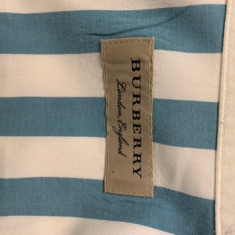 BURBERRY LONDON Size S Blue White Stripe Cotton Short Sleeve Shirt