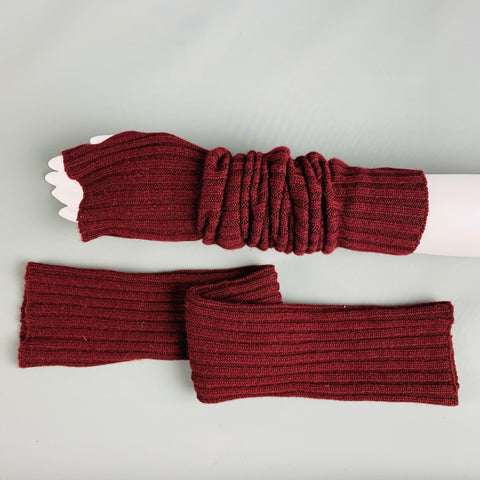 RALPH LAUREN Size M L Burgundy Knitted Cashmere Gloves