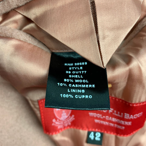 TODD SNYDER Size 42 Rose Wool / Cashmere Peak Lapel Double Breasted Coat