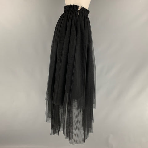 MSGM Size 8 Black Polyamide See Through A-Line Skirt