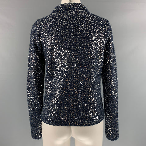MANOUSH Taille M Veste courte à paillettes en mélange de laine argenté marine