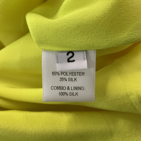 PRABAL GURUNG Size 2  Neon Yellow Polyester & Silk Fabrics Dress