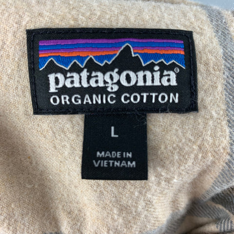 PATAGONIA Size L Beige Brown Plaid Cotton Flanel Long Sleeve Shirt