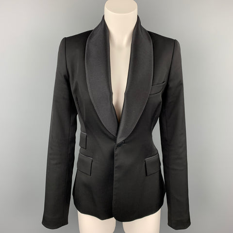 ALVIN VALLEY Taille 2 Blazer veste en laine vierge noire mélangée