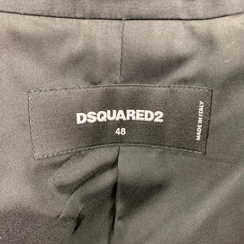 DSQUARED2 Size 38 Black Embroidery Wool Silk Peak Lapel Sport Coat