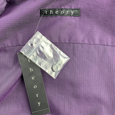 THEORY Size M Purple Solid Cotton Button Up Long Sleeve Shirt