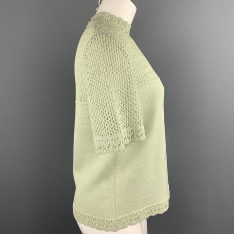 ST. JOHN Size M Green Knit Short Sleeve Top