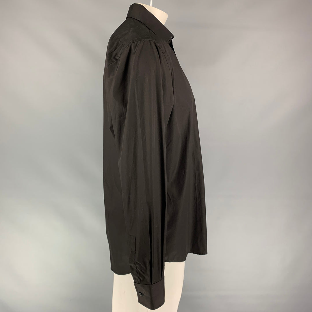 GIANNI VERSACE Size XL Black Cotton Button Up Long Sleeve Shirt