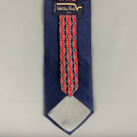 VALENTINO RUDY Red Navy Print Silk Tie