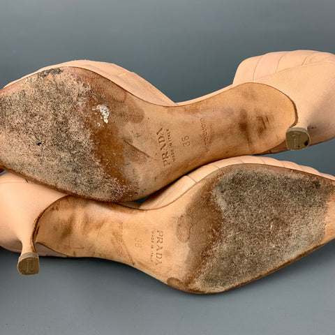 PRADA Size 6 Nude Leather D'Orsay Pumps