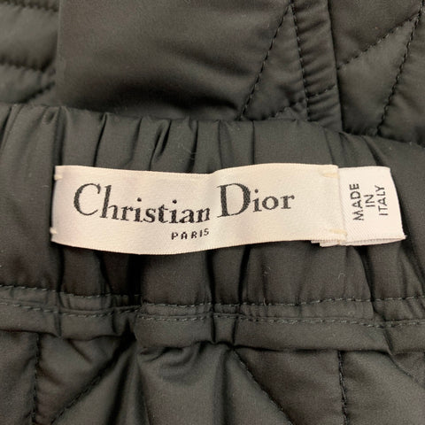 CHRISTIAN DIOR Size 2 Black Quilted Polyester A-Line Mini Skirt