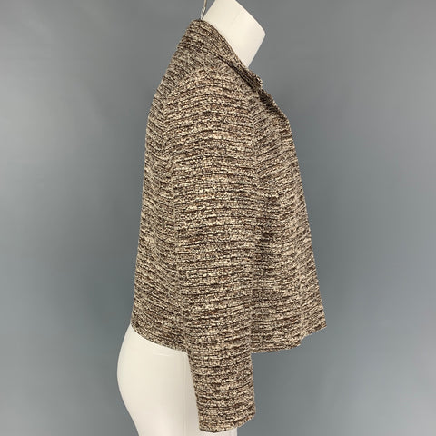 CHLOE Size 6 Cream Brown Acetate Blend Textured Jacket Blazer