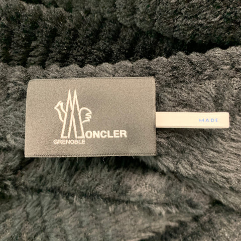 MONCLER Size L Black Corduroy Polyester Elastane Hooded Sweatshirt
