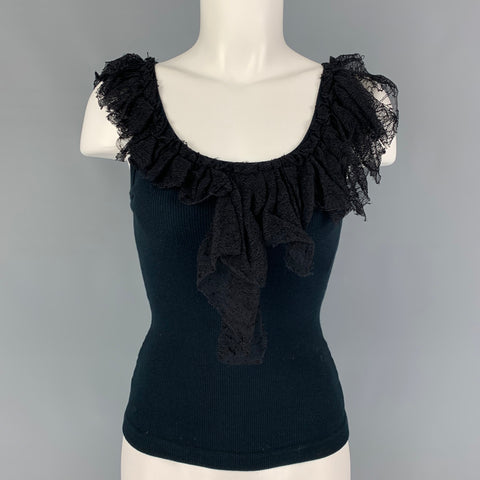 DOLCE & GABBANA Size 2 Black Cotton Blend Camisole Top