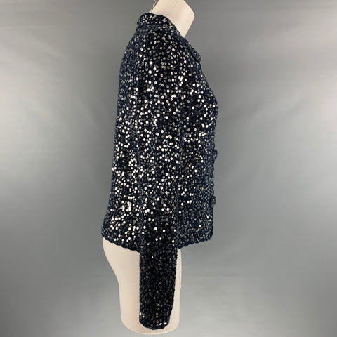 MANOUSH Taille M Veste courte à paillettes en mélange de laine argenté marine