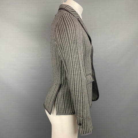 BLACK FLEECE Size 38 Grey & Beige Vertical Stripe Wool Sport Coat