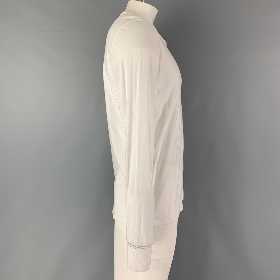 NICE COLLECTIVE Size XL White Solid Cotton Crew-Neck T-shirt