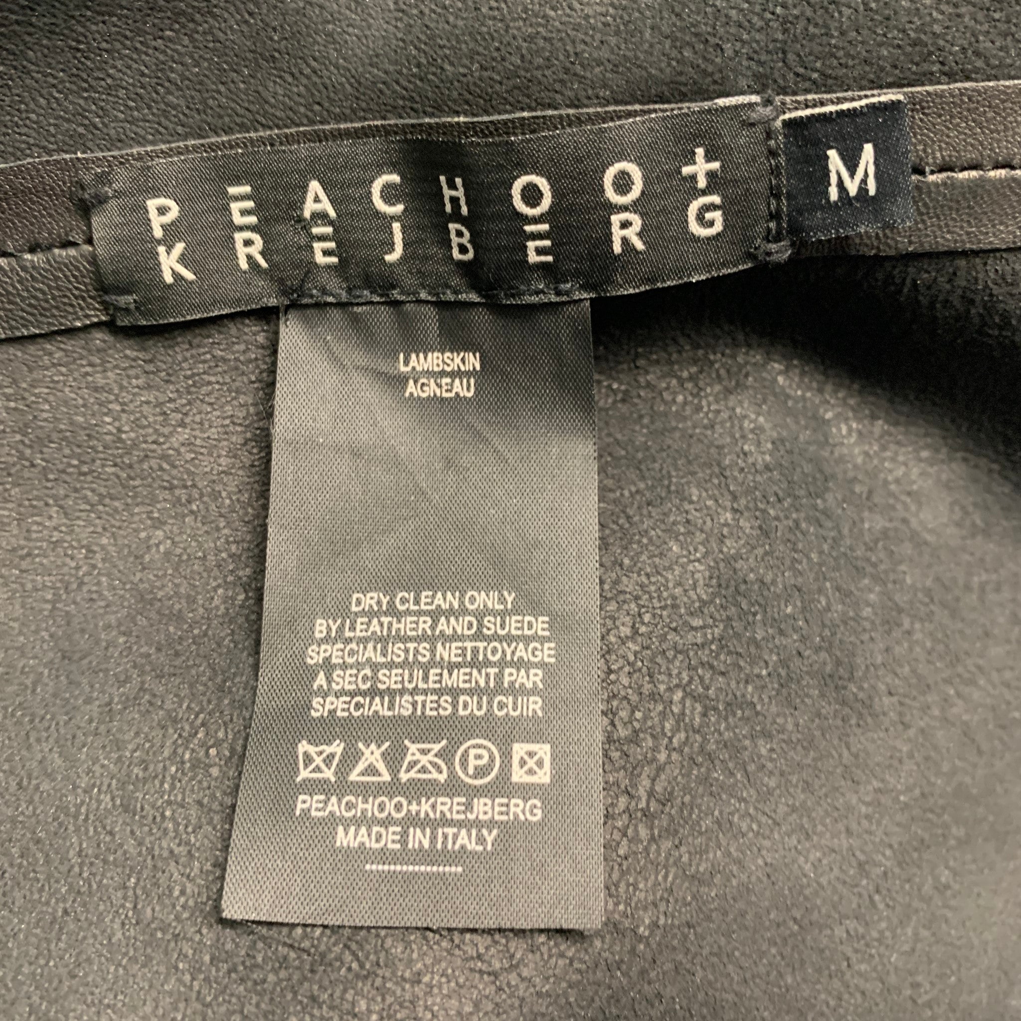 PEACHOO+KREJBERG Size M Black Leather Lamb Skin Jacket