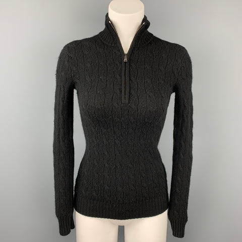 RALPH LAUREN Black Label Taille XS Pull en cachemire tricoté noir