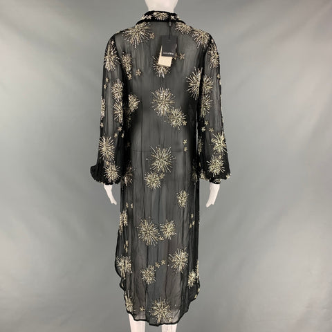 RETROFETE Talla S Blusa Colas De Viscosa Negra Plateada